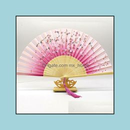 Wjh606 Vintage Style Silk Folding Fan Chinese Pattern Art Craft Gift Home Decoration Ornaments Dance Wedding Cool Tools Drop Delivery 2021 P