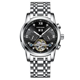 Diamond-inlaid tourbillon hollow out automatic mechanical watch waterproof men's watch explosion gift E1