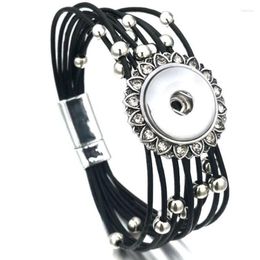 Charm Bracelets Leather Snap Button Bracelet Fit 20mm 18mm Buttons Jewelrey Handmade Braided Wrap Fawn22