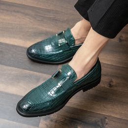 Loafers Men Shoes PU Leather Slip on Autumn and Winter Business Official Fashion Wedding Comfortable Best Man Leisure Pedal XM463-1