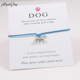 Charm Bracelets Silver Spotty Dog Wax Cord Wish Card Adjustable Charms For Diy Jewellery With CardCharmCharm Lars22