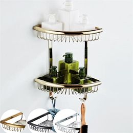 Luxury crystal brass gold bathroom shelves shampoo holder corner basket Bathroom Accessories hardware EL30023 Y200407