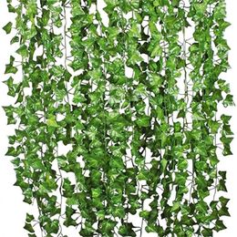 Decorative Flowers & Wreaths Artificial Plants Ivy Leaf Garland Wedding Home Decor Vine Fake Plastic Rattan String Wall Christmas Decoration