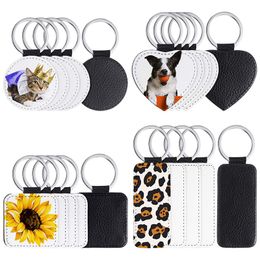 Sublimation Blank Keychains PU Leather Keychain Pendant Heat Transfer Keychain Ornament For DIY Crafts Making