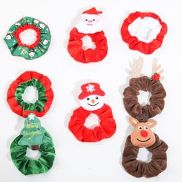 Velvet Christmas Hair Scrunchies for Girls Women New Soft Colourful santa elk tree Elastic Hair Rings Accessories D005