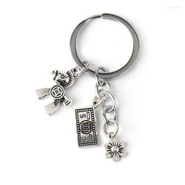 Keychains Fortune Vintage Horse Dollar Flowers Pendant Lucky Hanging Chain Charm Keychain Unique Design Fashion Coin Car KeyRing Enek22