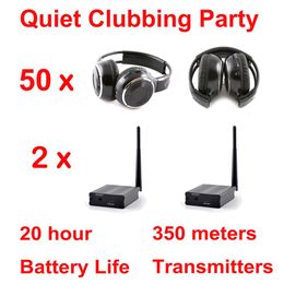 ipod earphones Australia - 500m distance professional Silent Disco 50 Folding Headphones 2 transmitters - RF Wireless For iPod MP3 DJ Music246B