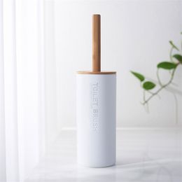 Bamboo Floor-standing Toilet Brush Set with Base Bathroom Toilet Cleaning Brush Holder WC Accessories T200108 T200110