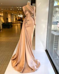 floor length evening dresses Australia - Elegant Mermaid Evening Dresses Beaded One Shoulder Appliques Prom Dresses exy Crystals Floor Length Celebrity Women Formal Party Pageant Gowns