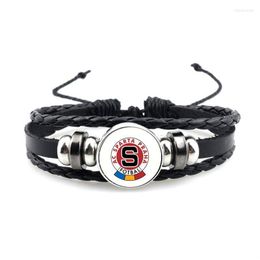 Charm Bracelets Sparta Praha Fotbal Charms Leather Bracelet Hand-woven Snap Men And Women Accessories JewelryCharm Inte22