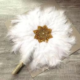 African Style Custom Wedding Feather Fan Handmade Bride Hand Held Po Props Nigerian Wedding Feather Fans Wedding Party Favours 220608