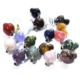 Natural Stone Mushroom Shape Charms Quartz Crystal Pendant Necklace Rose Quartz Tiger Eye DIY Jewellery Making Necklaces Earrings Accessories