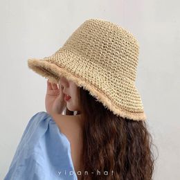 Wide Brim Hats Womens Straw Chinese Hat Panamas UV Protection Sun Visor Beach Women Visors Foldable Female Summer HatWide