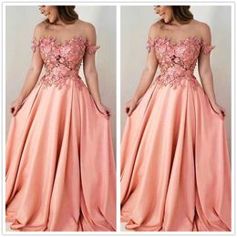 Scoop A-Line Long Prom Dresses Floor Length Flower Lace Applique Crystal Satin Evening Dresses vestidos de fiesta de noche BC10785