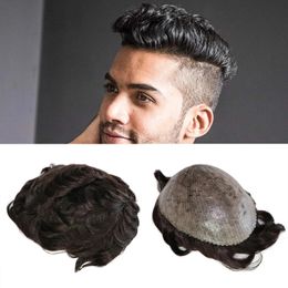 Full Durable Skin PU Men's Wigs Human Hair Toupee Man Capillary Prosthesis Hair Unit Replacement System Hairs Pieces Wig For Male