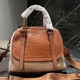 Classic Tartan Tote Bag Cross Body Bags Shoulder Handbag Large Capacity Women Genuine Leather Canvas Splicing Zipper Closure Purse