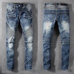 Men's Jeans 2023 Distressed Ripped Biker Slim Fit Motorcycle Biker Denim For Men s Top Quality Fashion Mans Pants