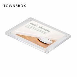 Acrylic Block Frame Magnetic Shelf Wall Mount Price Tag Picture Paper Info Label Frame Desk Table Sign Holder Name Card Display