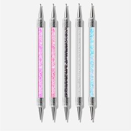 Double Art Dotting Pencil for UV Gel Painting design crystal Handle Rhinestones picker Manicure