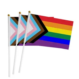 100pcs rainbow hand flag 14x21cm dream smp flag Gay Lesbian Homosexual Bisexual LGBT Pride flag