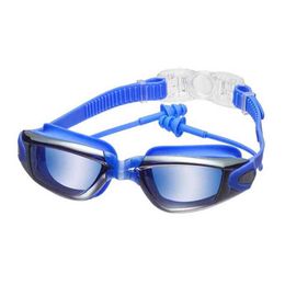 Anti Fog Swimming Goggles For Adult Women Men Youth Electroplate Swimming Glasses HD Lens No Leaking Swim Goggles with Ear Plugs G220422