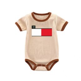 Baby Rompers Solid Colour Short Sleeve Cotton Newborn Jumpsuits Multi Colours Infant One-piece Clothing 0-18M