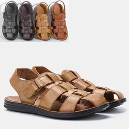 Sandals Sumals Summer Beach Shoes Boutique Men's Leather Casual Hipster Light e Shoessandals confortáveis
