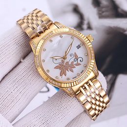 Exquisite Women's Watch 35mm Mechanical Movement Sapphire Crystal Mirror Diamond Gold Stainless Steel Band Classic Design Deep Water Resistance