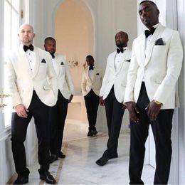 Men's Suits & Blazers Fashion White Slim Fit Mens For Groomsmen Wedding Shawl Lapel Tuxedo 2 Piece Jacket Pants Set Formal Groom Costume Hom