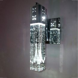 Modern Luxury LED Crystal Wall Lamps Bubble Crystal Column Bedside Light Living Room Bathroom Mirror Light Fixture