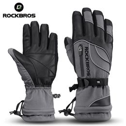 ROCKBROS 40 Degree Winter Cycling Thermal Waterproof Windproof Bike Gloves For Skiing Hiking Snowmobile Motorcycle 220622