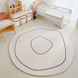 Japanese Style Carpet Interior Art Deco Rug For Girl Bedroom INS Nordic Geometric Line Pattern Carpet Home Living Room Rug