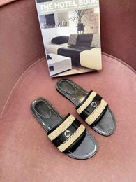 2022 slides women sandal slipper Lock It flat mule leather Slippers for womens Padlock sandals 1AA19A Flat Flip Flops