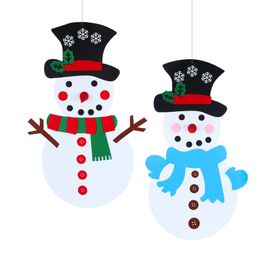 1set felt snowman hanging ornament Christmas decorations for home snow pendant make a snowman game navidad natal xmas gift 201027