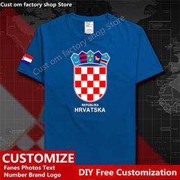 Croatia Hrvatska Croatian Cotton T shirt Custom Jersey Fans DIY Name Number Tshirt Fashion Hip Hop Loose Casual T shirt 220616