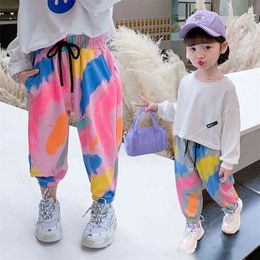 Girl Pants Graffiti Pattern Children's Pants For Girls Spring Autumn Children Pants Casual Style Girl Clothes 210412