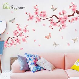 Elegant Wall Sticker Flower Branch Self-adhesive Stickers Living Room Background Decor Bedroom Home 220510