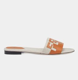 Luxusmarken Pop Heels Damen Sandale Slipper Slide Flats Bicolor flache Sandalen aus echtem Leder und Gummisohle in Box 35-42Größe