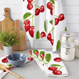 Towel Cherry Fruit White Kitchen Microfiber Cleaning Cloth Car Wash Absorbent Drying ClothTowel