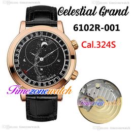 BWF V5 Date 6102R-001 Celestial Grand Complication Mens Watch A324S Automatic 6102 Rose Gold Case Starry Sky Dial Leather Strap Watches TWPP Timezonewatch E223b2