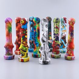 4.6inches Smoking Silicone Pipe for NC kit with 14mm Titanium Nail Tip Dab Straw Oil Rigs Tobacco Pipes Smoke Accessories