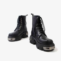 Women's Boots Leather Locomotive Boots Martin Fengfan The Same Model Autumn And Winter New Thick Soled Lace Up Women Shoes 220630