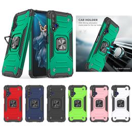 Magnetic Metal Ring Holder Armor Shockproof Cases For Huawei Nova 5T Y6 Pro Y9 2019 Y5P Y6P Y7P Y8P TPU Bumper Hard PC Back Cover