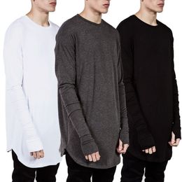 Men's TShirts Hip Hop Streetwear Thumb Hole Long Sleeve T Shirt Wholesale Fashion Male Spring Oversize Design Hold Hand 230206