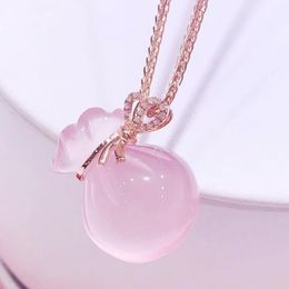 Lockets Per Jewellery Natural Real Rose Quartz Necklace Pendant Lucky Bag Style 925 Sterling Silver Fine T2052920