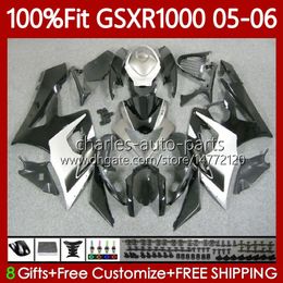 Injection Mold Bodys For SUZUKI GSXR1000 GSXR 1000 CC K5 GSX-R1000 Black silver 2005-2006 Bodywork 122No.31 1000CC GSXR-1000 05 06 GSX R1000 2005 2006 OEM Fairing Kit