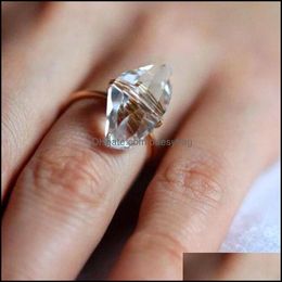 Wedding Rings Jewellery Diy Vintage Natural Stone White Crystal Ring For Women Winding Wizard Magic Open Adj Dhtug