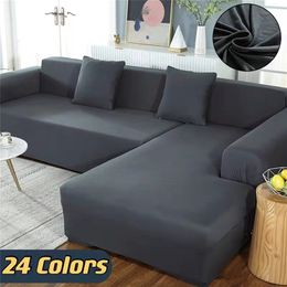 1 2 3 4 Seater Sofa Covers for Living Room Elastic Solid Corner Couch Cover L Shaped Chaise Longue Slipcovers Chair Protector 220617