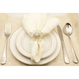 10pcslot Pearl sun flower hotel restaurant napkin buckle model room napkin ring mouth circle diamond wedding party decorations 201124