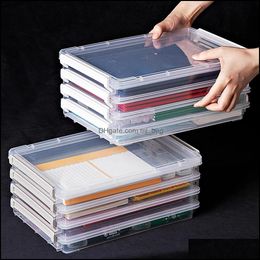 Storage Boxes Bins Home Organisation Housekee Garden Plastic Transparent Stackable A4 Paper Certificate Box File Certificates Dustproof Wi